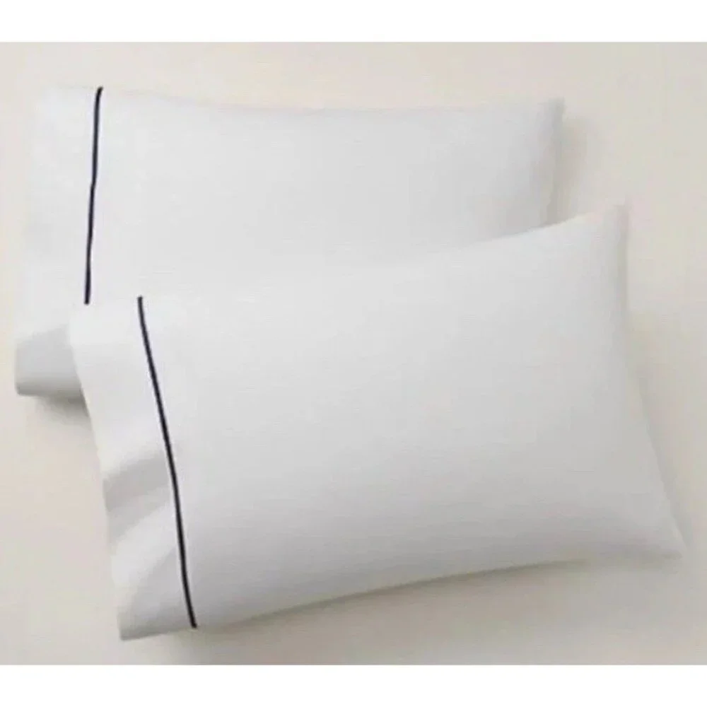 New Ralph Lauren Palmer Percale 2 King Pillowcases Organic Cotton Polo Navy